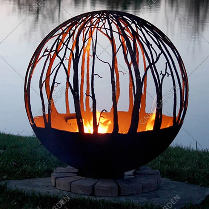 Elegant Design Rusty Outdoor Large Metal Fire Ball in Corten Steel