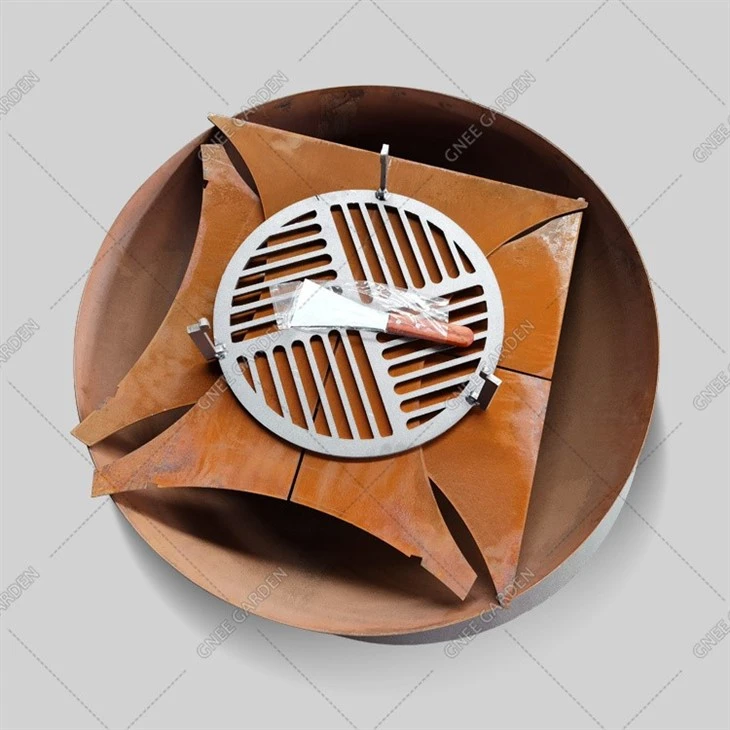 BBQ Corten Steel Portable Outdoor Barbecue Firepit Table