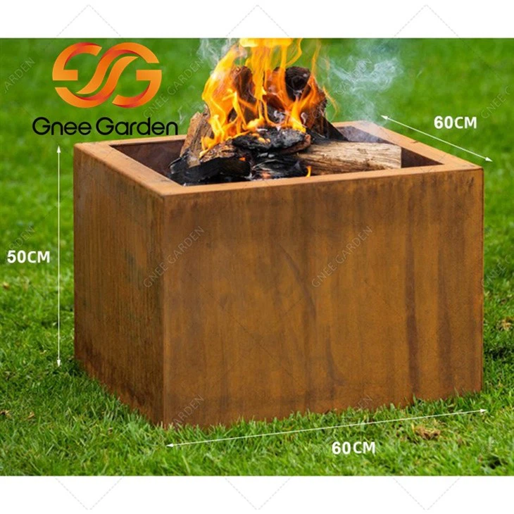 Corten Steel square smokeless fire pit1