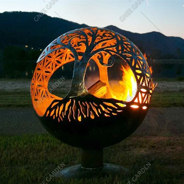 Elegant Design Rusty Outdoor Large Metal Fire Ball in Corten Steel
