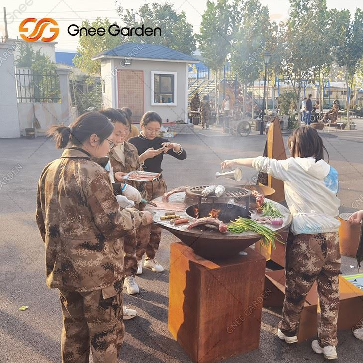 Outdoor Rust Corten Bbq Pit Bbq Grill Corten Corten Steel Fire Pit Bbq Grill