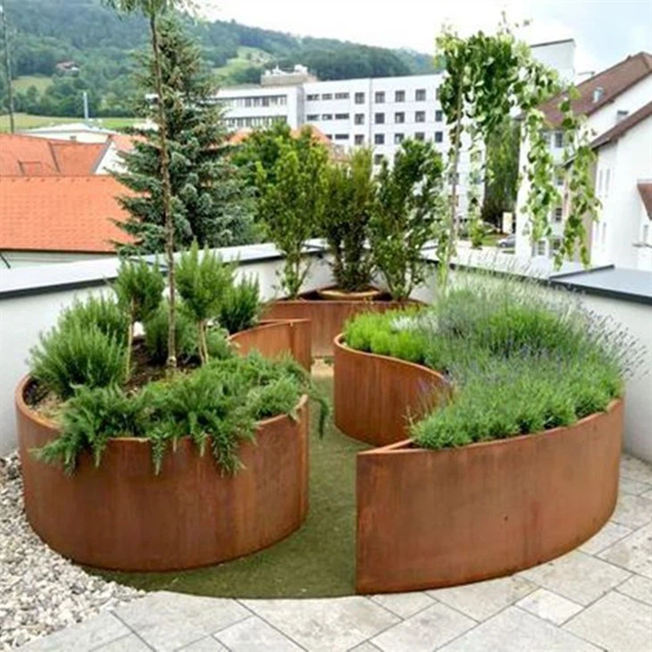 Outdoor Simple Style Corten Steel Design Garden Decoration Edging
