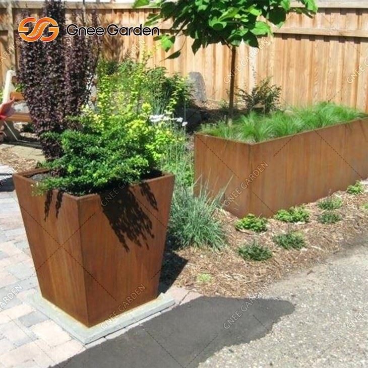 Rectangular Pots Flower Garden Corten Steel