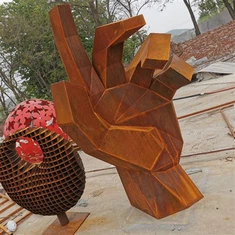 Moderne buiten grote natuurlijke cortenstaal roestige tuinbeelden