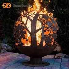 Weathering steel laser cutting design fire pit sphere