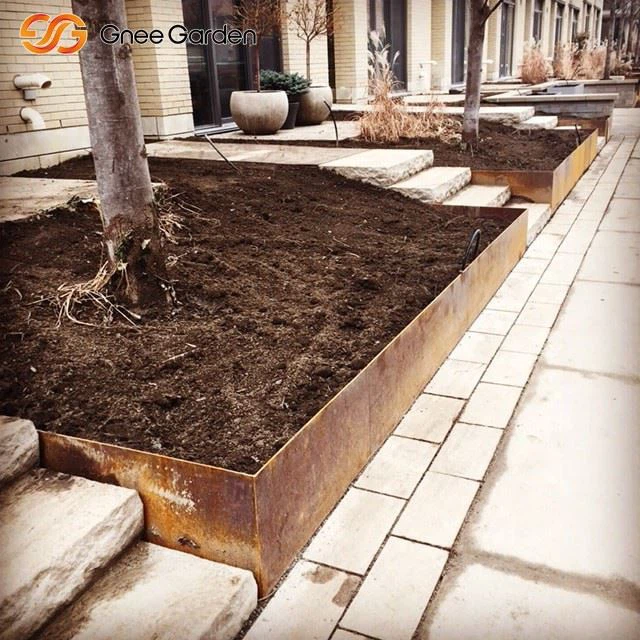 Corten steel retaining wall landscaping