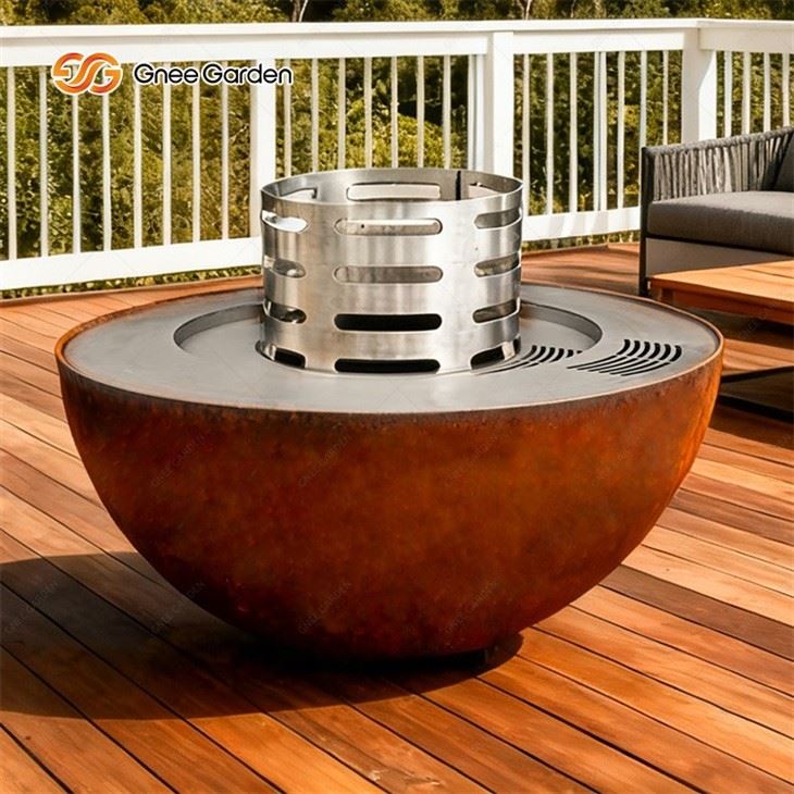 Weathering Steel Semi-sphere Summer BBQ