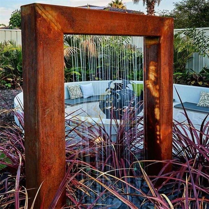 Aangepaste roestige metalen regengordijn waterval tuin waterfontein buiten cortenstaal watereigenschap